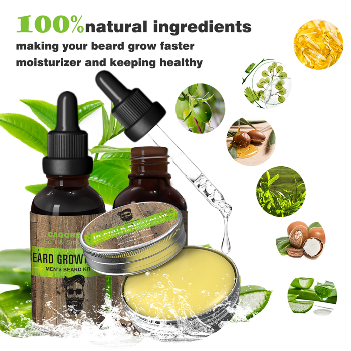 Kit de crescimento de barba do conjunto de 9 peças para homens