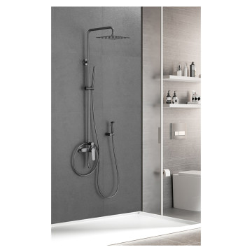 2021 new grey 4 function brass faucet mixer system bathroom shower mixer black matt set