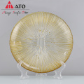 Gold round flat glass charger plate for kichen