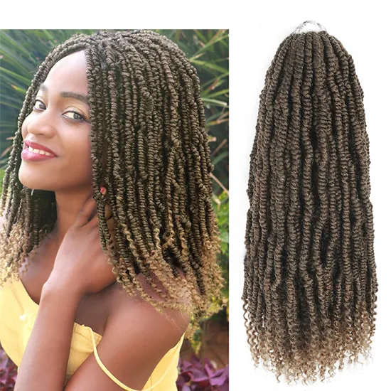 Synthetic brownish Bomb twist with curly ends Braids Nu faux locs Crochet Hair Extension for women