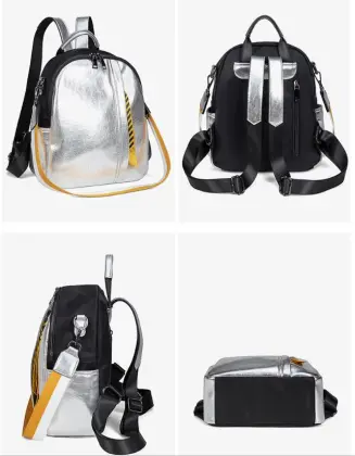 Fashionable girls' leisure reflective PU cool backpacks