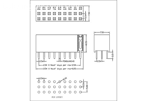 2.54 mm Female Header Three Row  Straight Type H8.5  FHES19-XXTXXX
