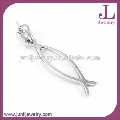 Silver Stainless Steel Jesus Pendant Christian Fish Pendant
