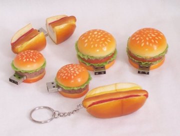 Customizable Pvc Hamburger Shape Cartoon Usb 2.0 Drives 8gb, 4gb, 2gb