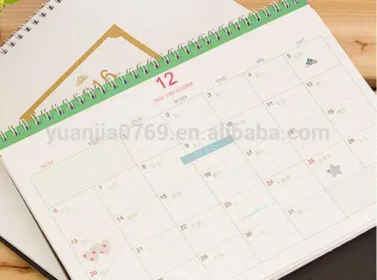 2016 the latest Korean candy color simple desktop vertical leather desk calendar