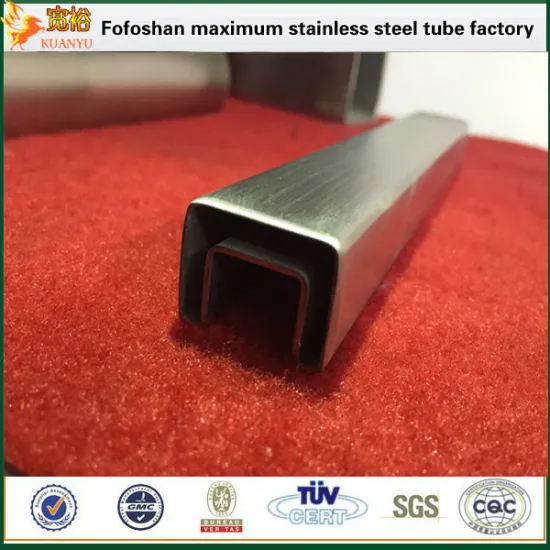TP316 mirror stainless steel square slot pipe for frame of heavy curtain