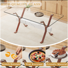  Mdf Dining Table Elegant Glass Surface Dining Table with Cockroach Leg Manufactory