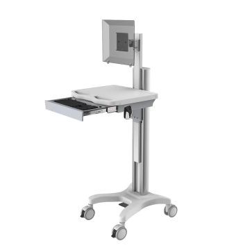 Height Adjustable Gas Lift Medical Computer Cart with Drawers and Wheels