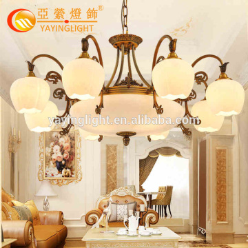 flower shades luxurious brass glass chandeliers for dining room, fancy elegant nice dinning room luxurious flower style pendant