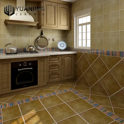 American Vintage Exquisite Elegant 400x400mm Anti-Slip Ceramic Tiles for Garden, Courtyard, and Kitchen