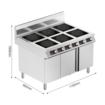 Commercial Stainless Steel 6 Burner Built-in Electric Induction Cooktop