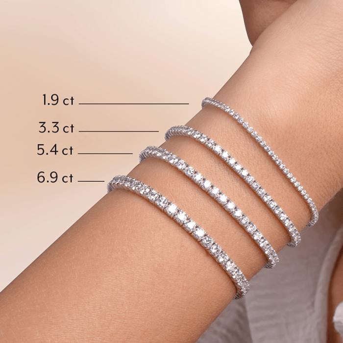 สร้อยข้อมือเทนนิสเพชรแล็บไวท์โกลด์ 9K สไตล์โมเดิร์น