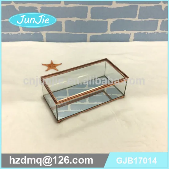 Rose Gold Color Personalized Beveled Glass Jewelry Box