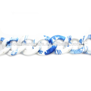 Fashion High Quality Metal Aluminum Flated White Blue Curb Chain