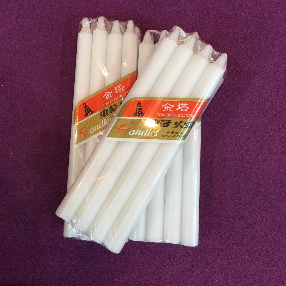 Common Paraffin Wax Decorative Thin Taper White Candles