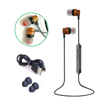 Bamboo Wireless Earphones Ohrhörer Stereo Holzkopfhörer