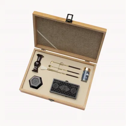 Blue Meditation Incense Burner Set: Custom Agarwood Incense Holder & Steel Incense Tool Set