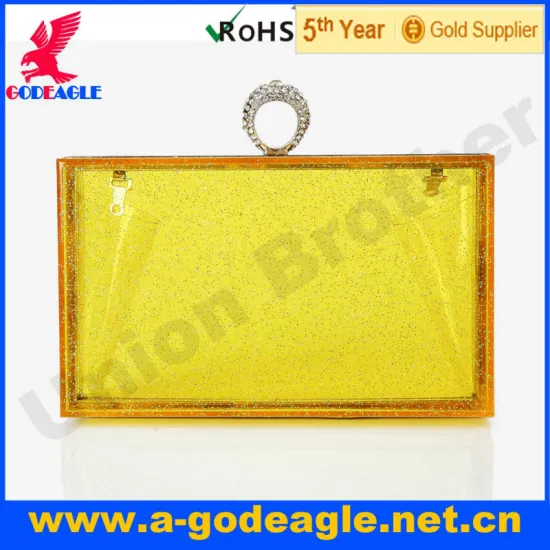 New arrival fashion acrylic clutch bag with silver powder acrylic