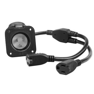 3 Prong Y Splitter Cable - 15 AMP Power Extension Cord for RV