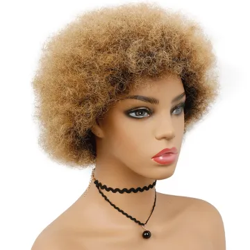 Black to Honey Blonde Ombre Short Afro Curly Wig Brazilian Human Hair Short Kinky Curly  Afro Wig
