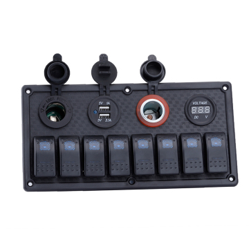 Marine Boat Rocker Switch Panel with Dual USB and Voltage Display