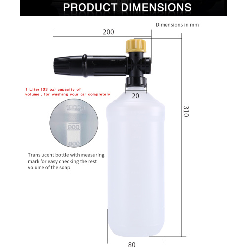 Lave-auto lance en mousse de neige avec différents types