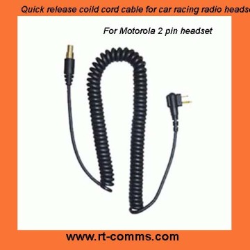 Quick Disconnect Straight Coiled Cable for Motorola 2 Pin Connector