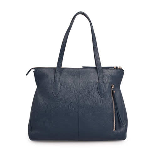 Work Handbag Cowhide Leather Two way Bag Blue