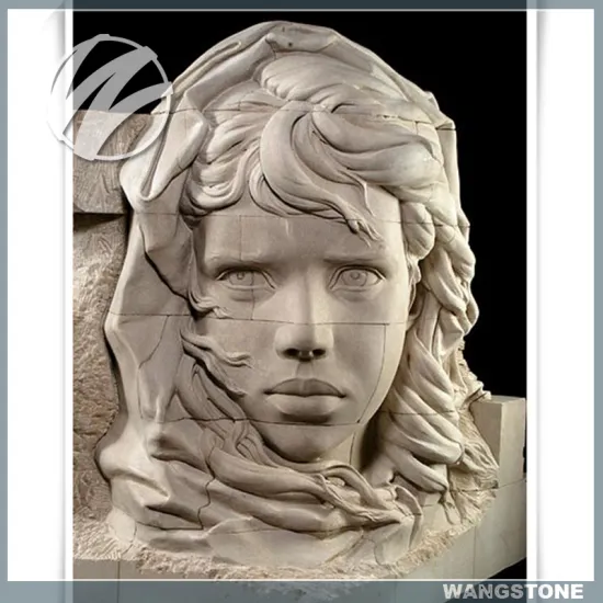 Hand Carved Girl Head Bust Stone Statue