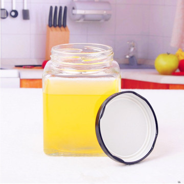 Al grote glazen honingjam ghee opslagcontainers met metalen deksel