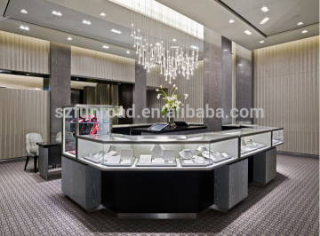 Jewelry kiosk display counters in brand jewelry retail store glass showcase designs