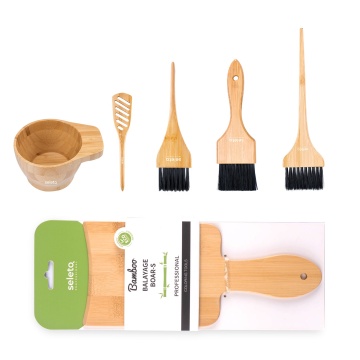 Eco-Friendly Professional Wholesale Hairdressing Bowl and Dye Set with Bamboo and Wood Tools