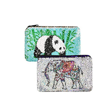 SEQUIN LÁPIS CASE PANDA &amp; ELEPHANT PATTERN-0