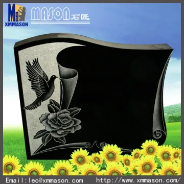 Mason black granite monument design with caving