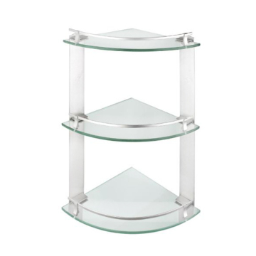 3-Tier Glass Corner Shelf for Bathroom Storage