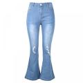 Jeans a campana strappato magro per le donne