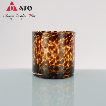 14 oz leopard spot printing glass stearinlys krukker