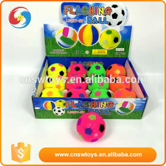 Colourful popular football type funny 7.5cm flashing crazy bounce ball