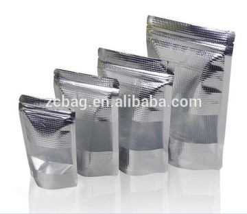 silver pattern aluminium foil window pouch doypack standing up zipper lock stand up pouch with zipper/PE+AL+PET