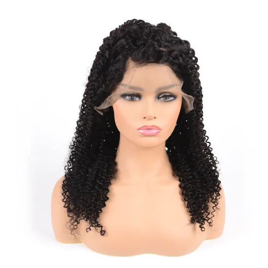 Factory Price Natural Color Kinky Curl Raw Human Hair 360 Lace Frontal Wig Cap With Baby Hair