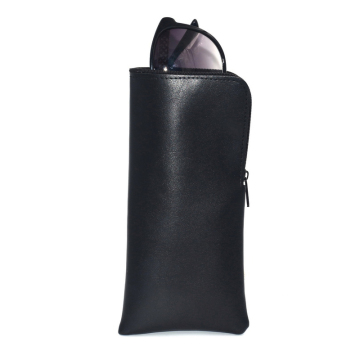 Black PU Leather Zipper Glasses Case for Sunglasses
