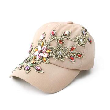 Dames denim Bling bloemenpatroon Adjstable baseballcap