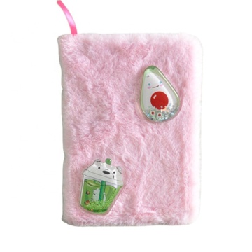 Pink Avocado Liquid A5 Furry Journal Books for School Stationery