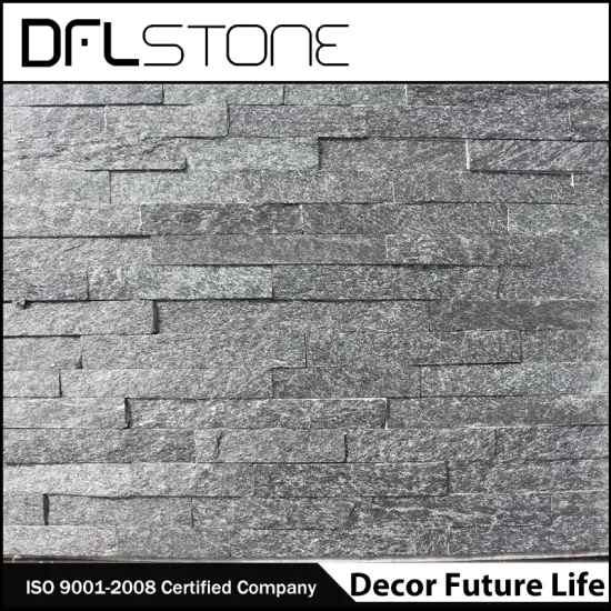 cheap natural black stacked stone cladding