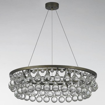Modern Black Round Raindrop Crystal Chandelier