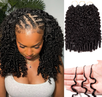 14 Inch 150 Strands Curly Feather Crochet Human Hair for Black Women