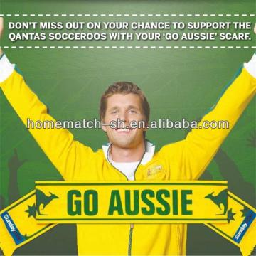 2014 simple style promotional printing soccer scarf, GO AUSSIE!