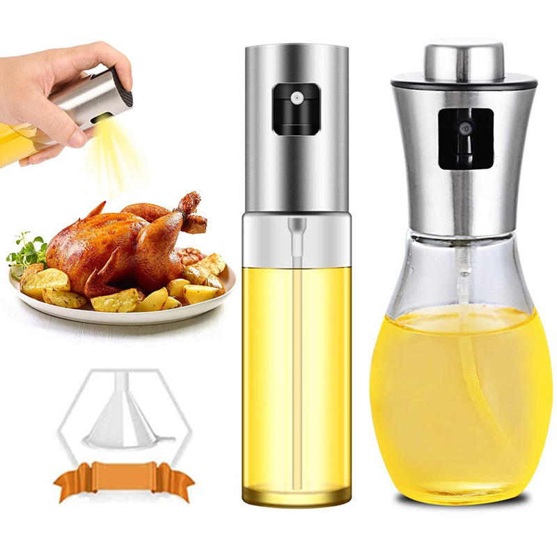 New Kitchen Tools Olive Oil Sprayer Dispenser For BBQ Cooking Vinegar Glass Bottle With Leak-Proof Spice Drops Jar Seasoning