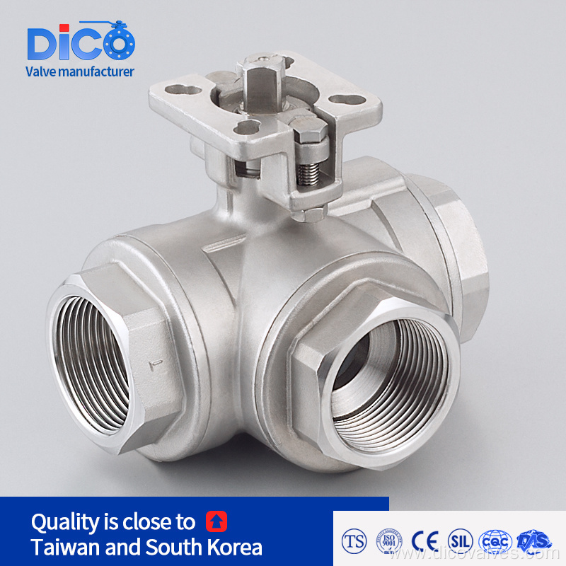 CF8 ISO5211 L/T Port Three Way Ball Valve