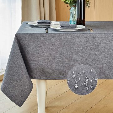 Waterproof Anti-Shrink Rectangle Linen Tablecloth for Farmhouse Decor